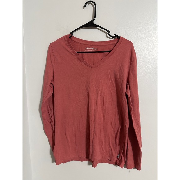 Eddie Bauer Tops - Eddie Bauer Womens V-Neck Long Sleeve T-Shirt Terracotta Pink Size L 2105